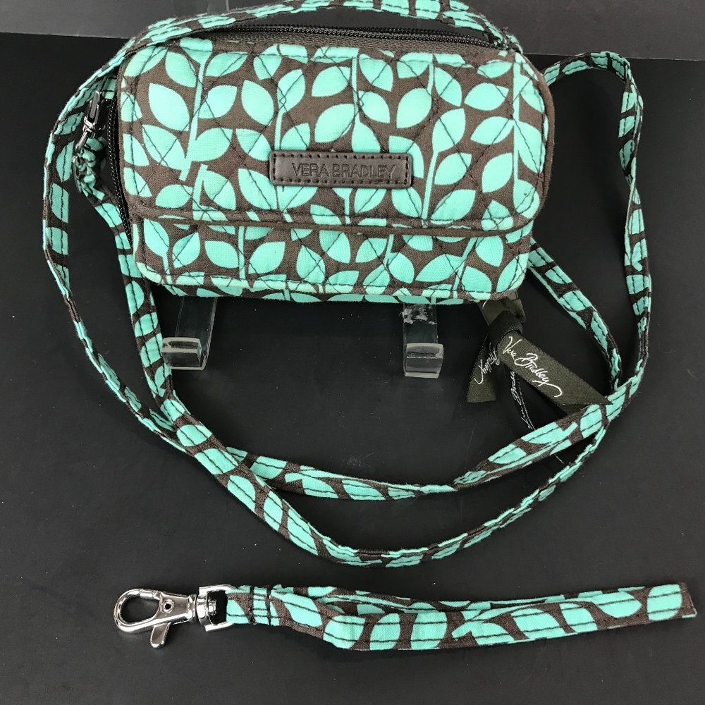 Green/brown Vera Bradley small wristlet crossbody